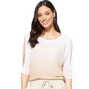 NY&C White & Camel Ombre Cold-Shoulder Top